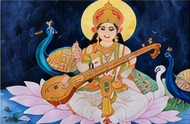Maa Saraswati with veena painting